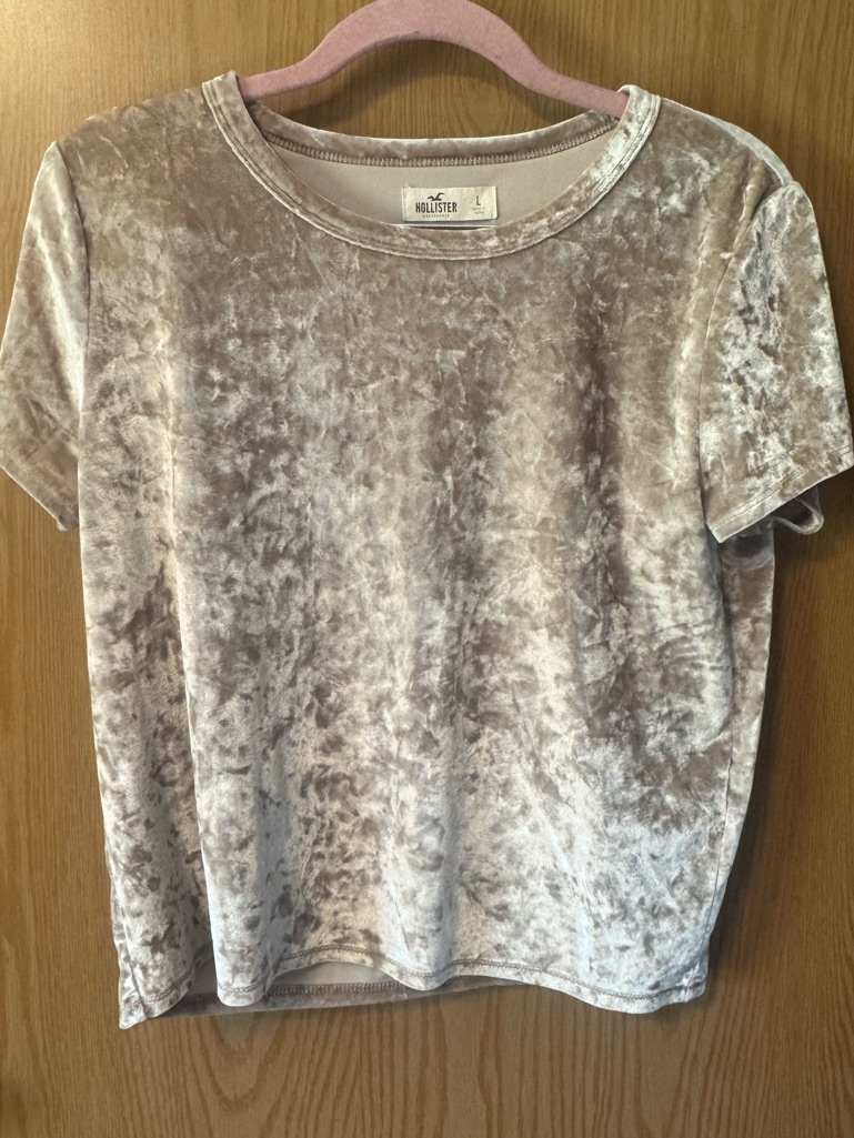 Hollister Women's Velvet Short Sleeve Gold Tee